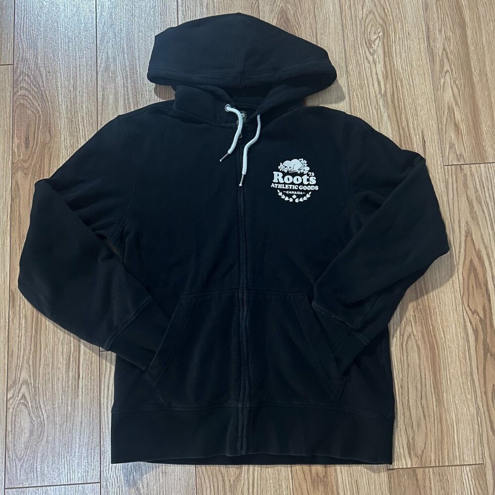 Roots Gender Free Men's XS Womens S Black Zip Up Sweater Hoodie